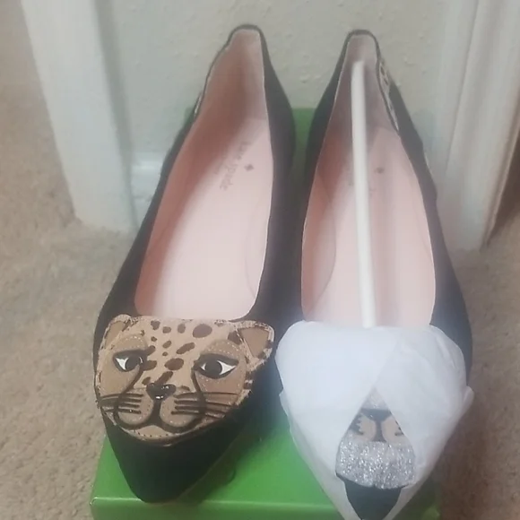 Kate Spade Black and Tan Flats with Metallic Embellishments - Picture 7 of 8